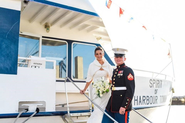 a Marine and his Bride getting married